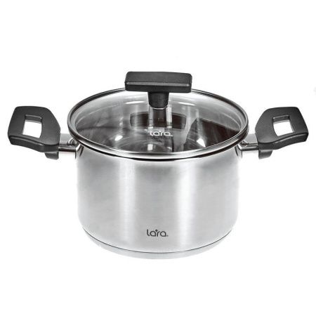 Кастрюля 2,1л нерж.сталь ВЕСТА стекл.крышка 16см h10,5см индукц.капс.дно LR02-246 (4)