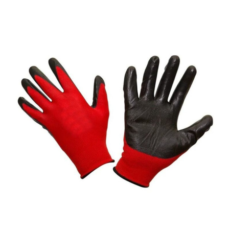 Перчатки нейлоновые с нитриловым обливом  Люкс (красно-черный) (120/360)