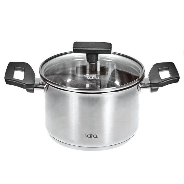 Кастрюля 2,1л нерж.сталь ВЕСТА стекл.крышка 16см h10,5см индукц.капс.дно LR02-246 (4)