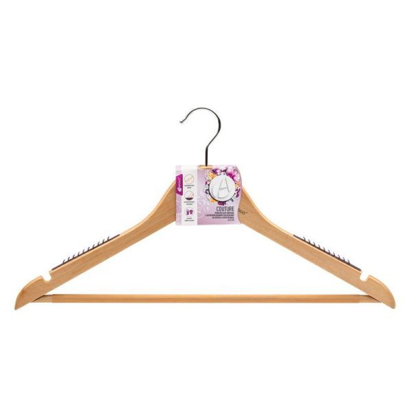 Вешалка-плечики дерево 44,5см с антискольз.накладками CTR-11 (24)