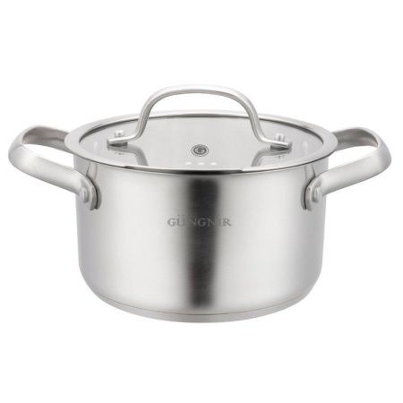 Кастрюля 1,6л нерж.сталь NORD (d16см, h9,5см, стекл.крышка) GR01-D-16 (4)