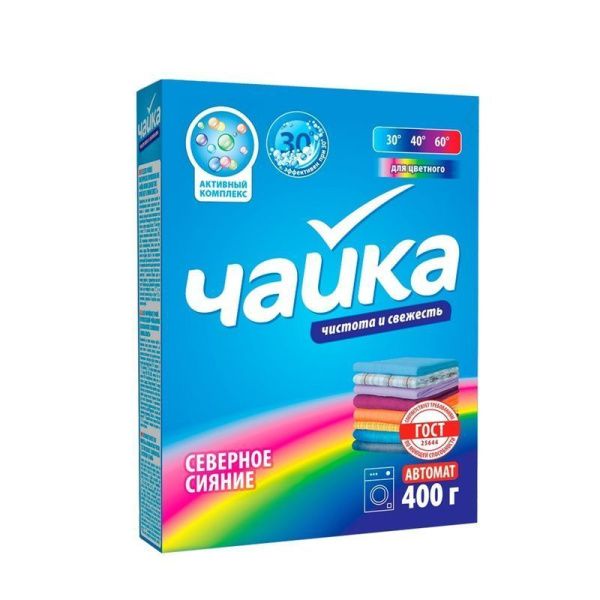 Порошок стиральный 400г ЧАЙКА Северное сияние для цветного белья автомат (18)