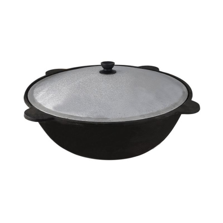 Казан уличный 10л 37см чугун с крышкой круглое дно