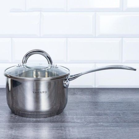 Ковш 1,8л нерж.сталь со стекл.крышкой, индукция, с утолщенным дном YWA080 (8)