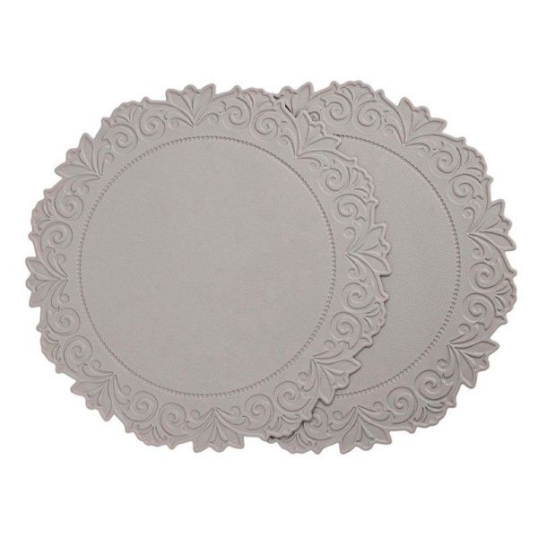 Салфетки сервировочные набор 2шт 38см ПВХ Экокожа серый (25)