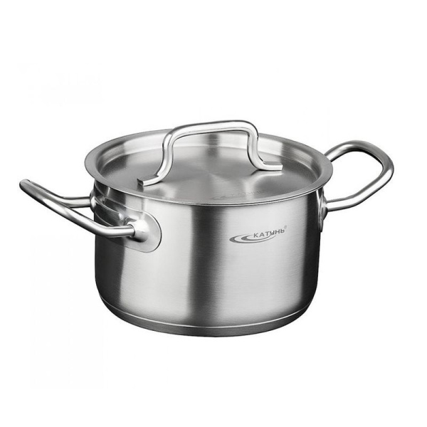 Кастрюля 1л нерж.сталь ОБЩЕПИТ мет.крышка d14см h7см капс.дно ТРС КТ-ОБ-01 (4)