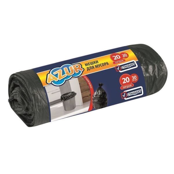 Пакеты для мусора 20л/30шт 5мкм полиэтилен AZUR (60)
