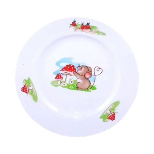 Тарелка детская мелкая 17,5см фарфор МЫШАТА гладкий край (30)