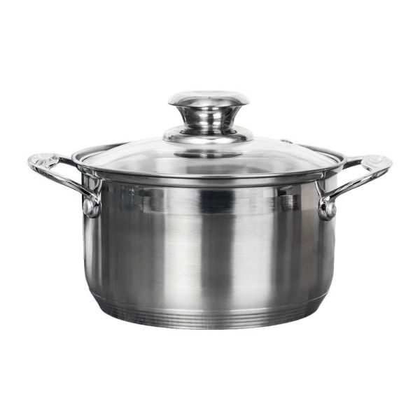 Кастрюля 4,5л нерж.сталь АРИЯ со стекл.крышкой индукция FGL-4.5 (1)