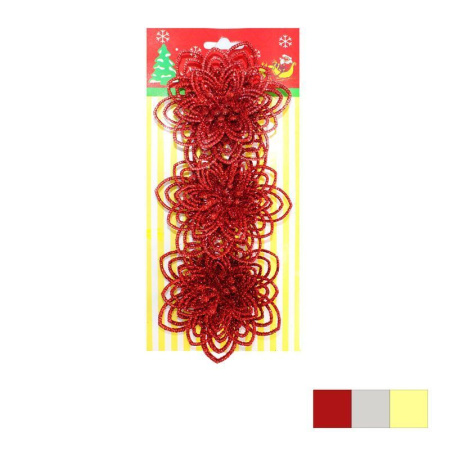 Украшение новогоднее Цветок набор 3шт. d10см 3 вида SK-3043/JC-14588 (300)