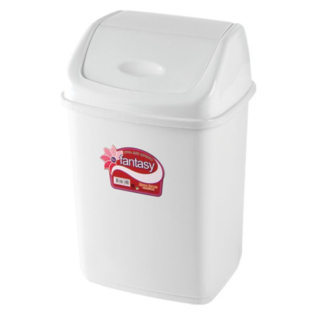 Контейнер для мусора 5л пластик ФАНТАЗИЯ №1 белый с подвижной крышкой (48) (УРНА №1)
