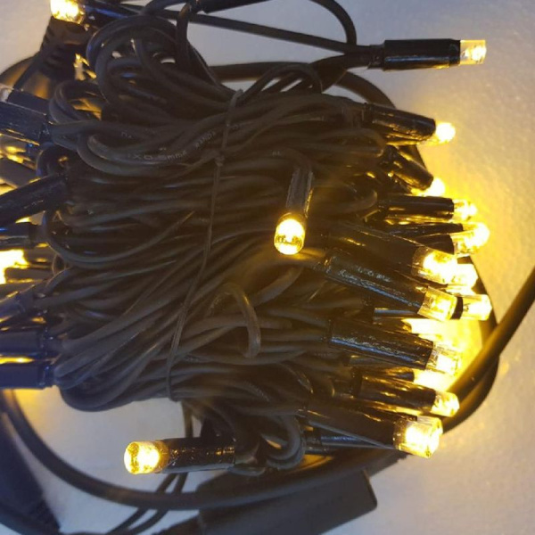 Гирлянда эл. уличная 10м 100LED теплый белый, с коннектором-переходником JC-16609 (20)