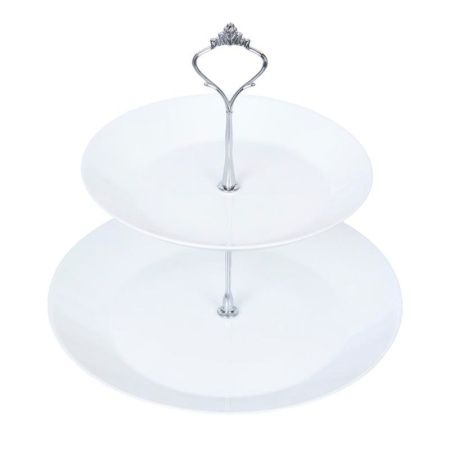 Этажерка сервировочная 2 яруса 19/24см стеклокерамика белая FLMLQP75/95 (12)