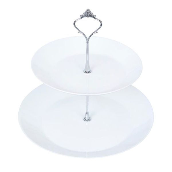 Этажерка сервировочная 2 яруса 19/24см стеклокерамика белая FLMLQP75/95 (12)