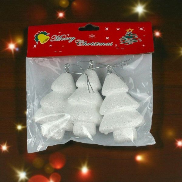 Игрушки новогодние на елку ЕЛОЧКА набор 3шт 8см пенопласт OSNN21-134/JC-16380 (1000)
