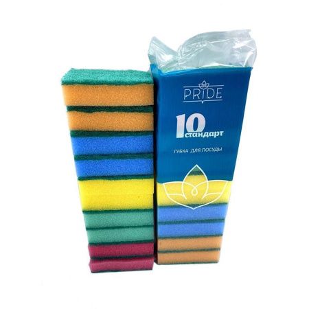 Губка для посуды 10шт. поролон СТАНДАРТ с чистящим слоем ГХ001 (30)