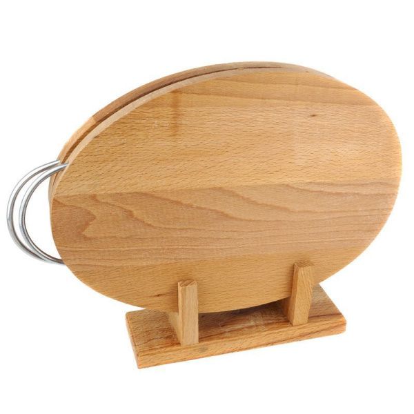 Набор разделочных досок 2пр 33*23см бук ХОЗЯЮШКА в кассете овал с мет.ручками 30-93 (5)