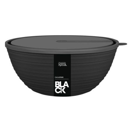 Салатник 2,3л пластик Sugar&Spice Black с крышкой (15)