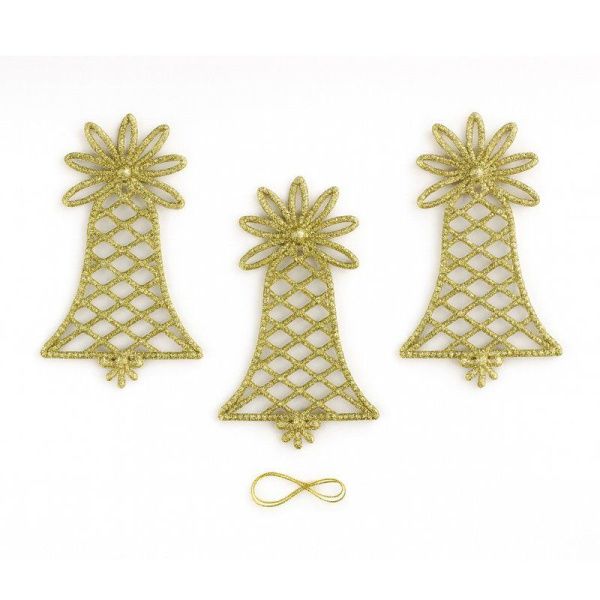 Игрушки новогодние на елку КОЛОКОЛЬЧИК набор 3шт 13*9см пластик золото OSHR22-021/JC-16559 (800)