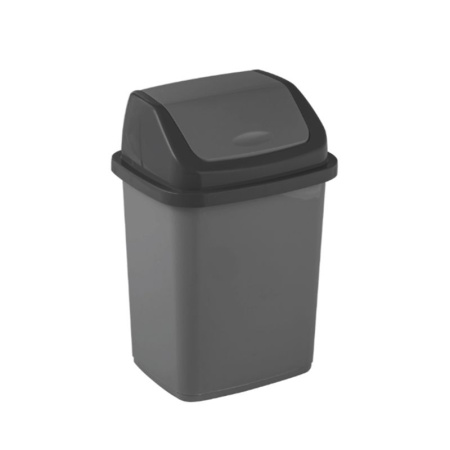 Контейнер для мусора 5л 19*15*21см пластик КОМФОРТ графит с подвижной крышкой (27)
