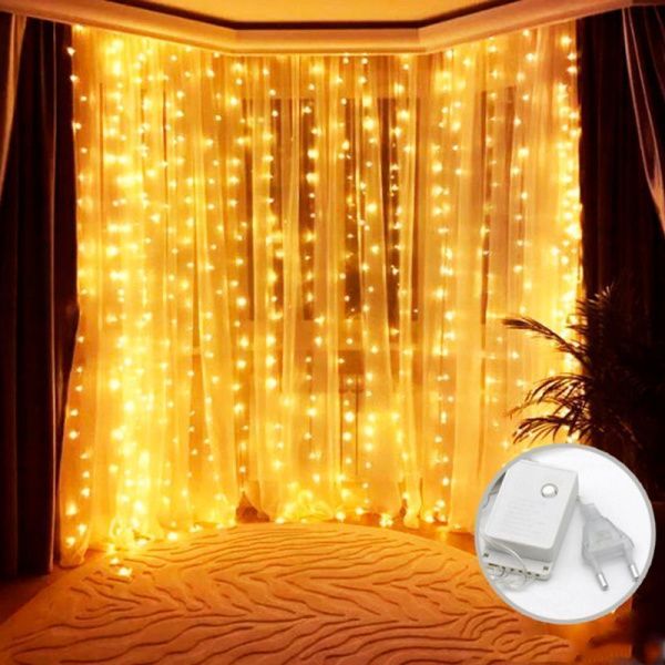 Гирлянда светодиодная Занавес 3*2м 240LED 8 режимов теплый белый GN14 (50)