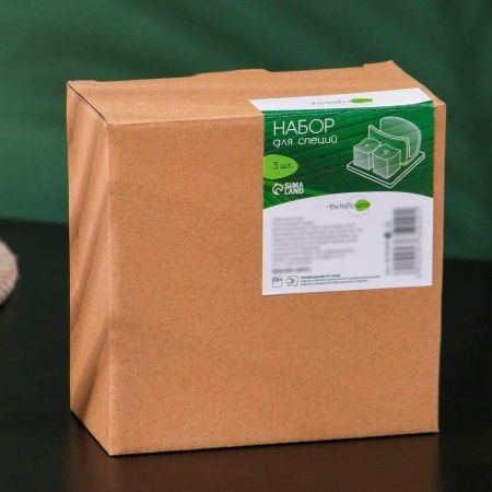 Набор для специй 3пр (солонка, перечница, салфетница) фарфор на деревянной подставке Bella Tenero (2