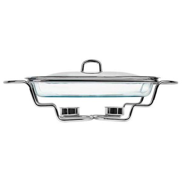 Мармит 3л стекло прямоугольный с мет.крышкой на мет.подставке, 2 свечи 50,3см LARA LR12-16 (1)