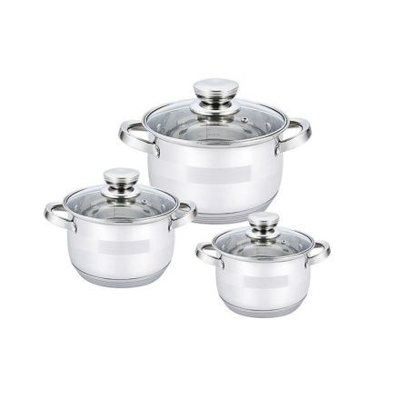 Набор кастрюль 3пр к. 2,9/3,9/5,1л нерж.сталь стекл.крышки (4)