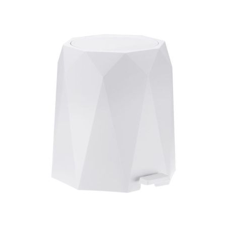Контейнер для мусора 4,5л пластик ПРИЗМА белый с педалью (3)