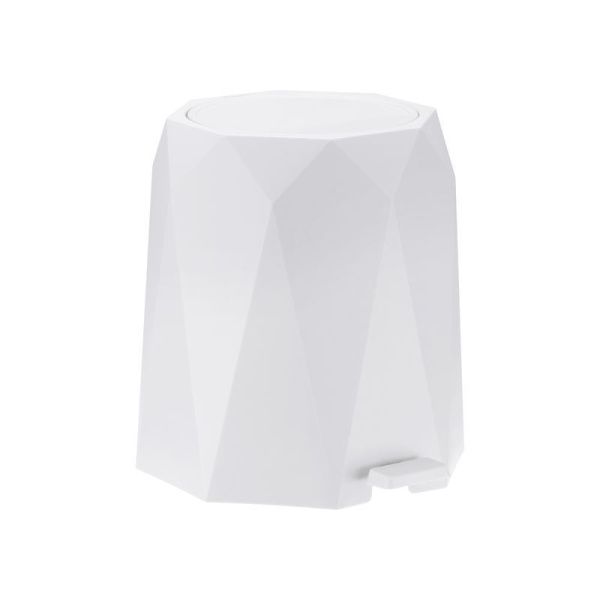 Контейнер для мусора 4,5л пластик ПРИЗМА белый с педалью (3)