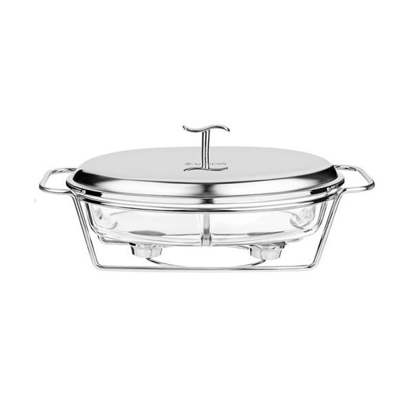 Мармит 2,6л стекло на мет.подставке 2 отсека Silver (6)