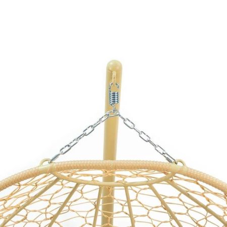 Кресло подвесное ДОБРЫНЯ Home с ротангом 180*145*190см металл бежевое,корич.подушка (max нагр.200кг)