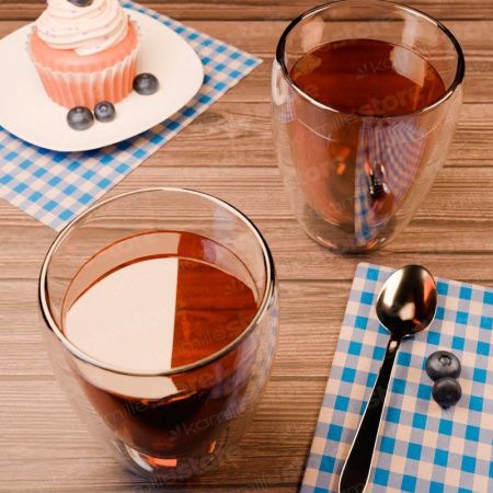 Стаканы с двойными стенками набор 2шт 350мл стекло (24)