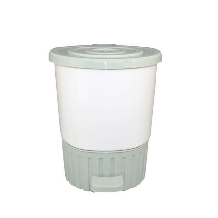 Контейнер для мусора 8л 230*275мм пластик ДУНЯ ментол-белый с педалью (6)