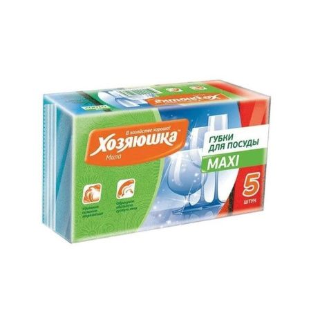 Губка для посуды 5шт 9,3*6,5*3см ХОЗЯЮШКА Мила MAXI Г-07 (40)