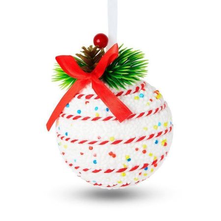 Игрушка новогодняя на елку Шар 8см пенопласт/текстиль бисер FY2024-255/JC-16764 (480)