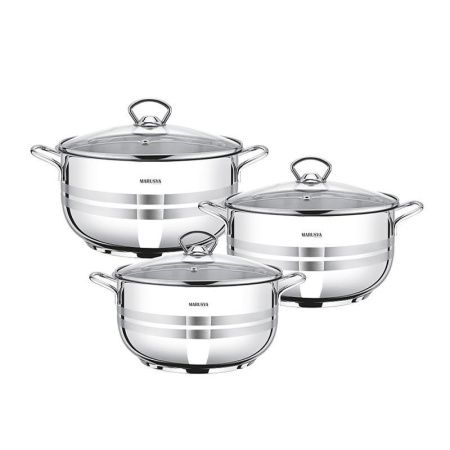 Набор кастрюль 3пр 1,8/2,5/3,1л нерж.сталь МОДЕРН стекл.крышки 16/18/20см