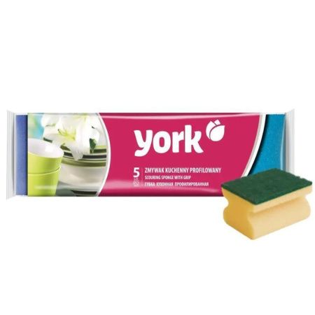 Губка для посуды 5шт поролон профилированная YORK (45)
