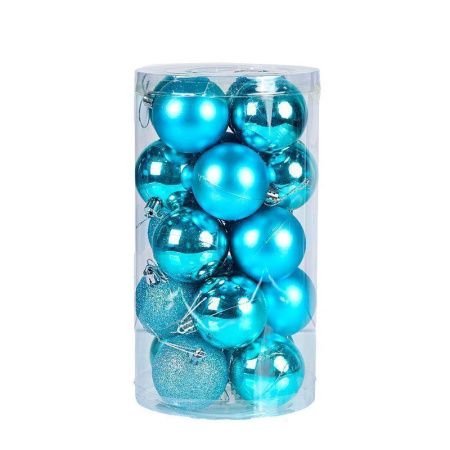 Украшение новогоднее пластик Шар 20шт. 6см голубой HX-3/9 (30)