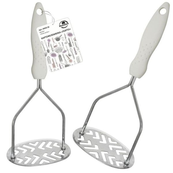 Картофелемялка 11*7,5*25см металл ПОРТО с белой пласт.ручкой AN50-26 (6/144)