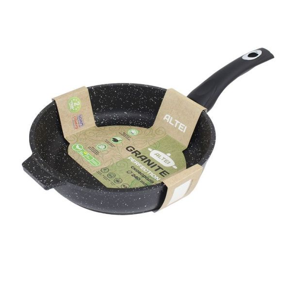 Сковорода 24см алюминий АП Granit Perfection black с несъемной ручкой (10)