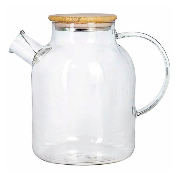 Чайник заварочный 1800мл стекло бамбук.крышка мет.сито JC-15540 (36)