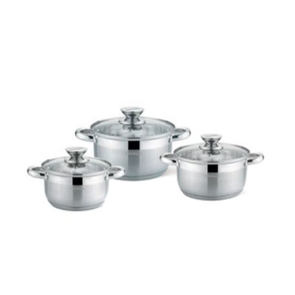 Набор кастрюль 3пр 1,1/1,7/2,4л нерж.сталь стекл.крышки (4)