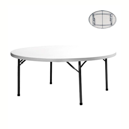 Стол складной 180*74см пластик белый круглый СТК180 (1)