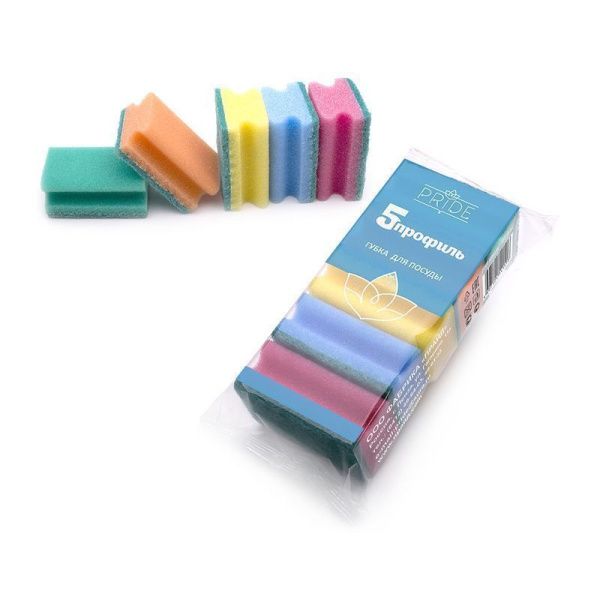 Губка для посуды 5шт. нейлон/поролон ПРОФИЛЬ-5 с чистящим слоем ГХ045 (40)