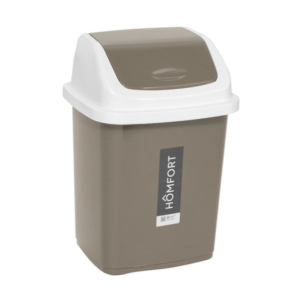 Контейнер для мусора 18л 31*27,5*33,5см пластик КОМФОРТ мокко с подвижной крышкой (12)