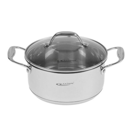 Кастрюля 3,2л нерж.сталь НИКА стекл.крышка d20см толщина стенок 0,5мм KT02-D-30 (4)