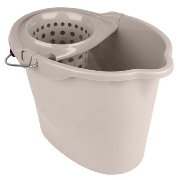 Ведро с отжимом 12л пластик Vogue бежевое прямоугольное (12)