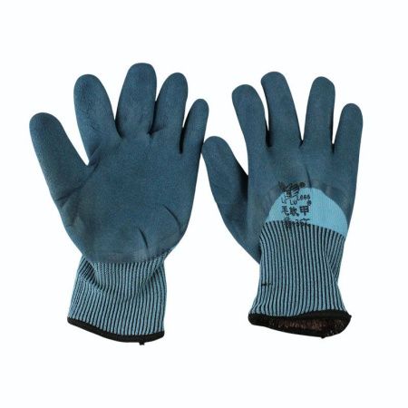 Перчатки рабочие нитриловые утепленные -36С полный облив синие L666 (360)