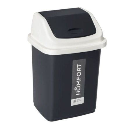 Контейнер для мусора 10л пластик Комфорт 24,5*19,5*27,5см графитовый  с подвижной крышкой (18)